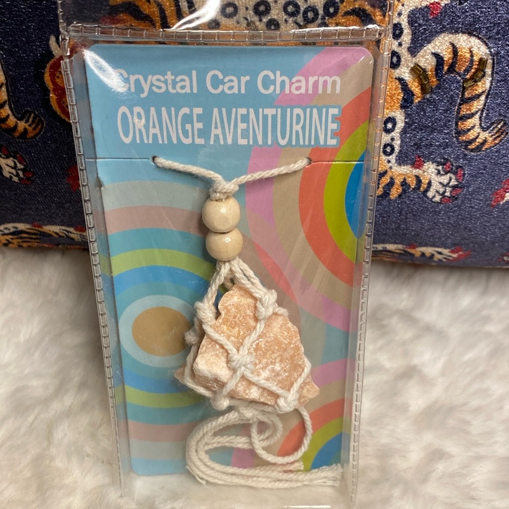 Crystal Car Charm Raw Orange Aventurine